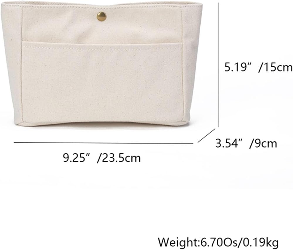YONBEN Storage Bag Lightweight Large Capacity Eco Friendly Cotton Canvas Bag Inner Bag Handbag Organizer (Beige, S)