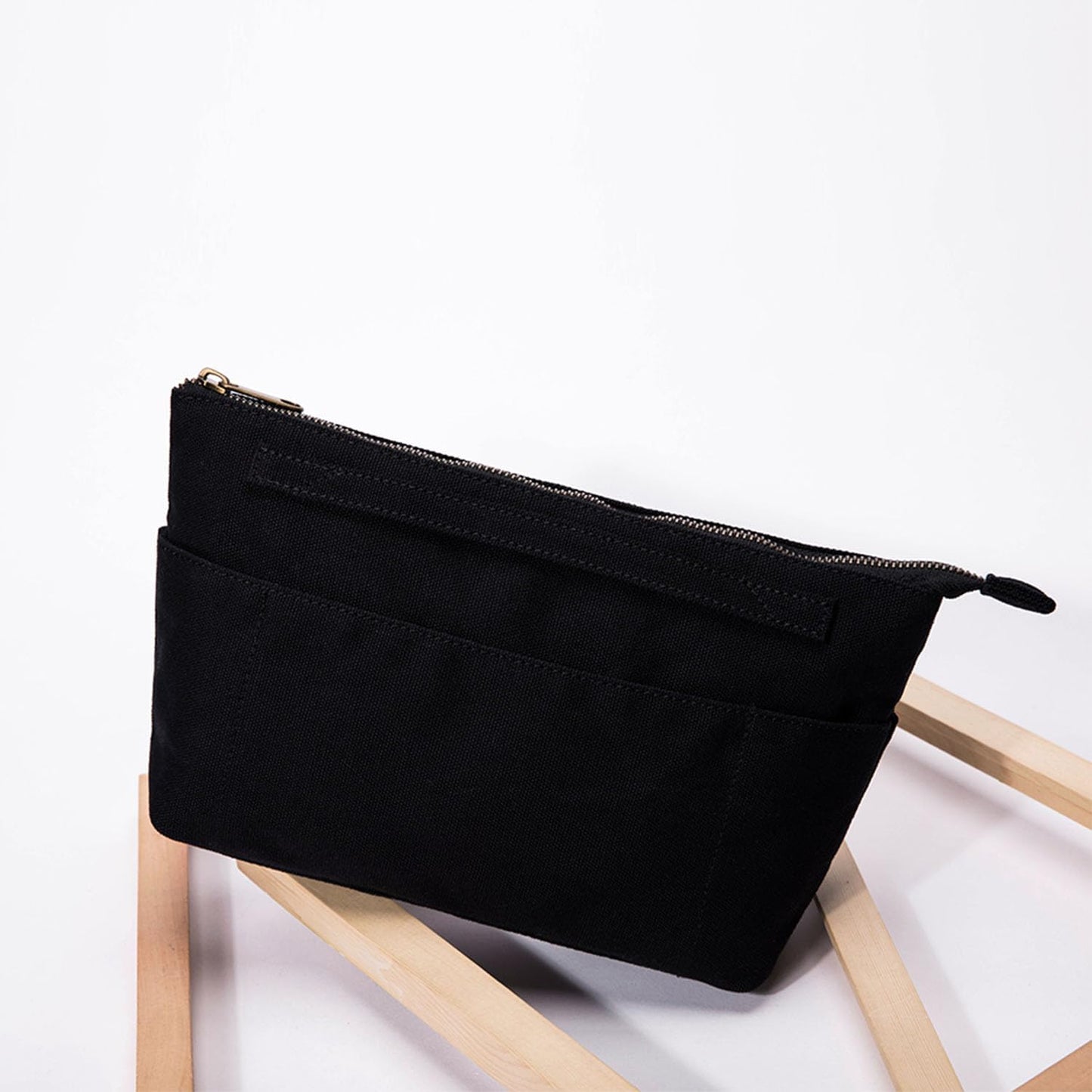 YONBEN Tote Organizer Insert Purse Organizer for Handbags Cotton Canvas Simple Style Multiple Compartments (Black)