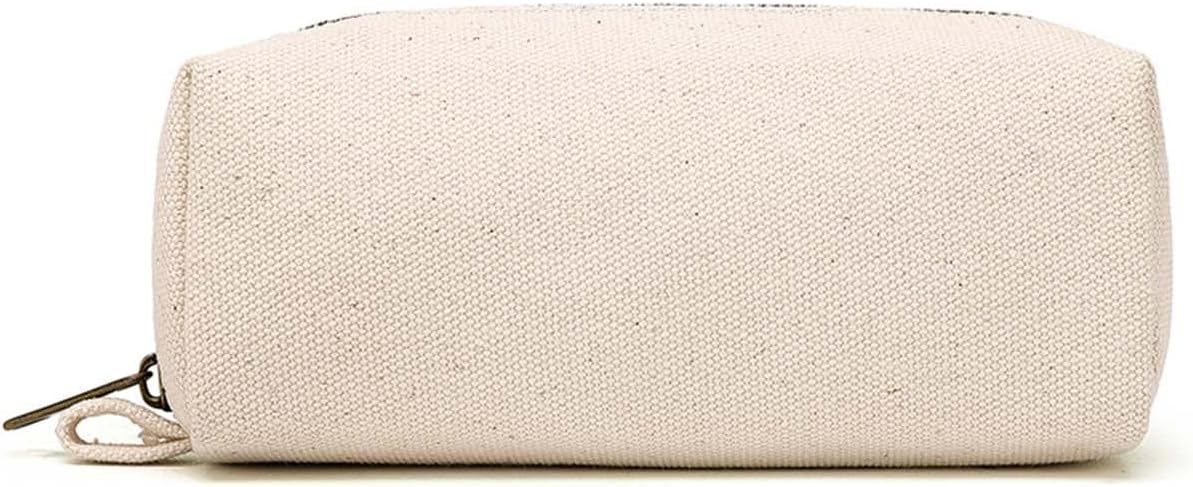 YONBEN Pencil Case Durable Cotton Canvas Pouch Bag for Pens Stylish and soft (Beige)
