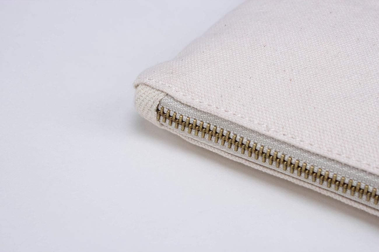 YONBEN Cosmetic Bag plus wrist Multipurpose Makeup Bag with Zipper Cotton Canvas Bag Travel Bag Pencil Bag (Beige-basic, S)