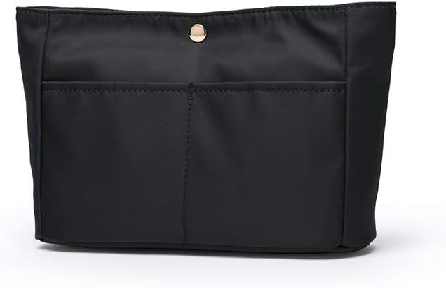 YONBEN Storage bag lightweight large capacity eco-friendly cotton canvas bag inner bag handbag organizer (Black-nylon, S)