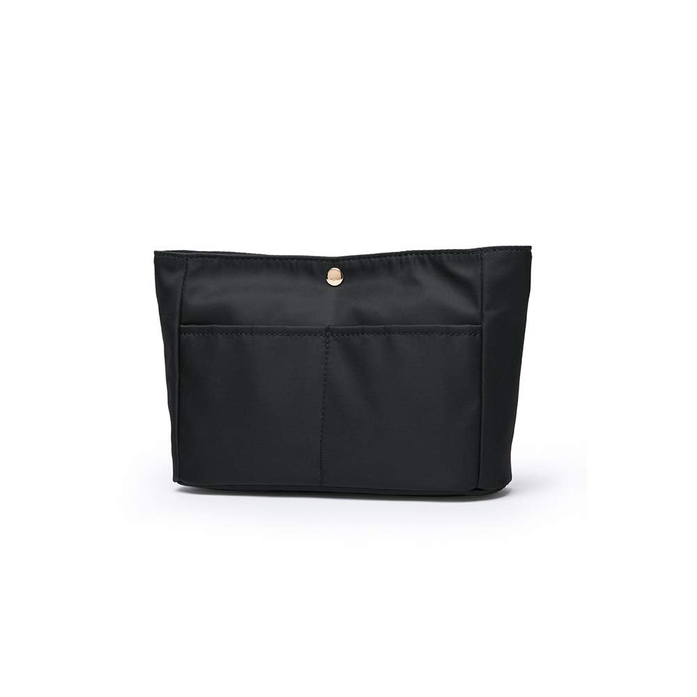 YONBEN Storage bag lightweight large capacity eco-friendly cotton canvas bag inner bag handbag organizer (Black-nylon, S)