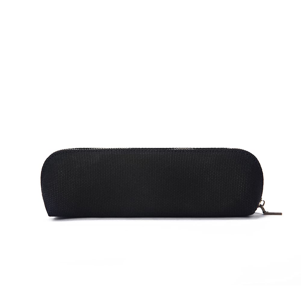 YONBEN Canvas Pencil Case Cotton Canvas and Simple Multifunctional Pencil Bag Zipper Portable Pencil Storage (Black)