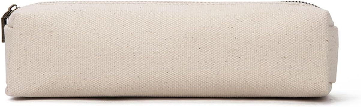 YONBEN Canvas pencil case cartuchera para poner boligrafo stationery bag pencil case storage cosmetic bag (Beige, S)