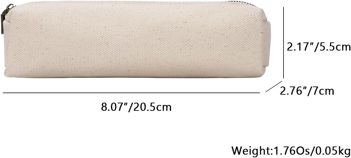 YONBEN Canvas pencil case cartuchera para poner boligrafo stationery bag pencil case storage cosmetic bag (Beige, S)