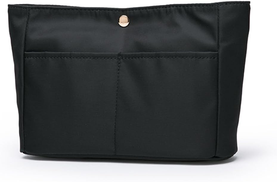YONBEN Storage bag lightweight large capacity eco-friendly cotton canvas bag inner bag handbag organizer (Black-nylon, S)