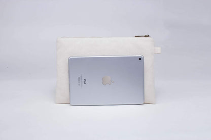 YONBEN Cosmetic Bag plus wrist Multipurpose Makeup Bag with Zipper Cotton Canvas Bag Travel Bag Pencil Bag (Beige-basic, S)