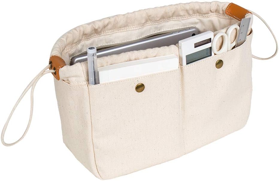YONBEN Insert Organizer Bag - Tote Bag Organizer - Drawstring Canvas Storage Organizer-Cotton Canvas Pouches