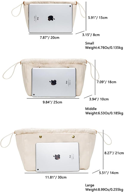 YONBEN Insert Organizer Bag - Tote Bag Organizer - Drawstring Canvas Storage Organizer-Cotton Canvas Pouches