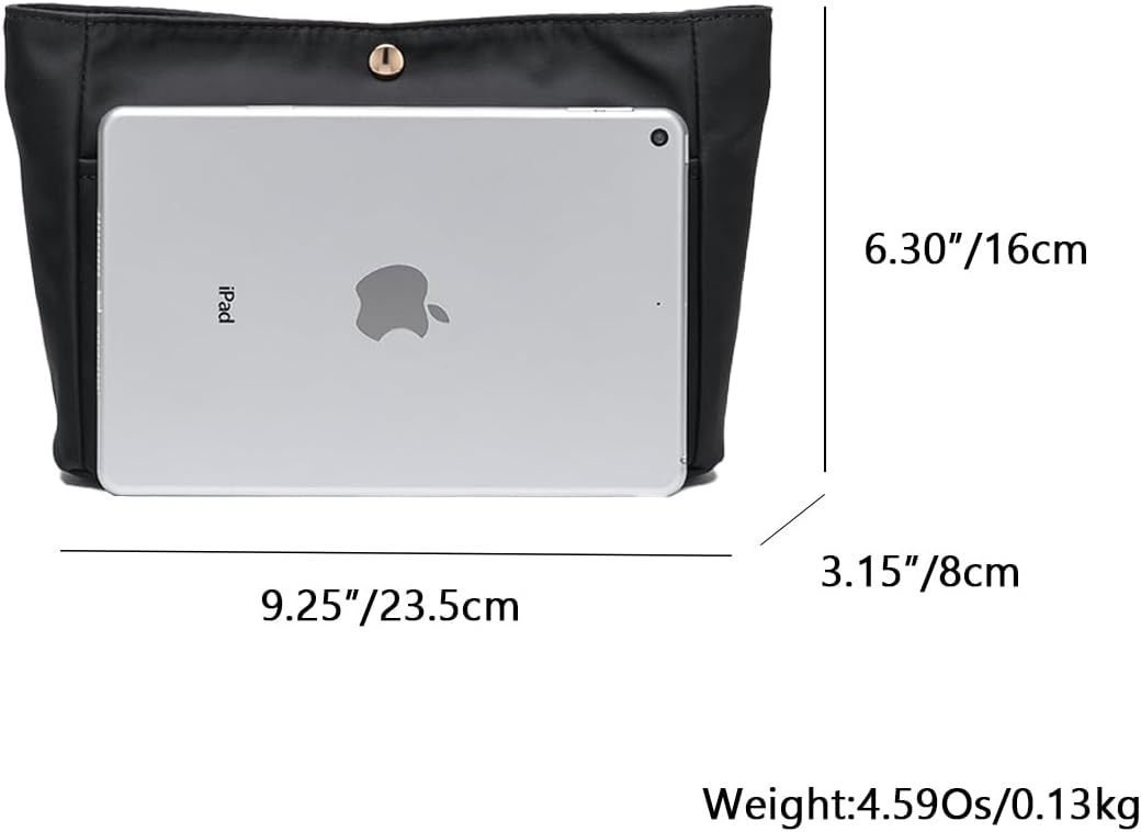 YONBEN Storage bag lightweight large capacity eco-friendly cotton canvas bag inner bag handbag organizer (Black-nylon, S)