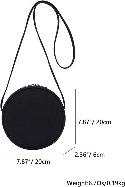 YONBEN Circle Crossbody Bag for Women NYLON Circle Purse with Zipper Adjustable Knot Shoulder Straps