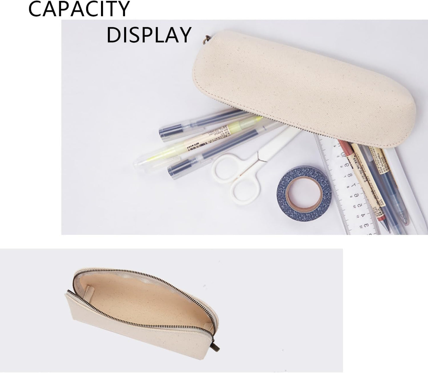 YONBEN Canvas Pencil Case Cotton Canvas and Simple Multifunctional Pencil Bag Zipper Portable Pencil Storage (Black)