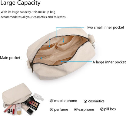 YONBEN Organizer Bag Lightweight Cosmetic Bag with Ring Clasp Perfect Travel Makeup Bag for Women,nylon Stand Up Design