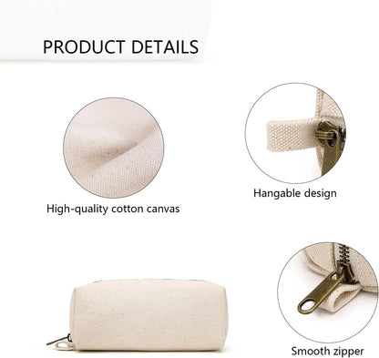 YONBEN Pencil Case Durable Cotton Canvas Pouch Bag for Pens Stylish and soft (Beige)