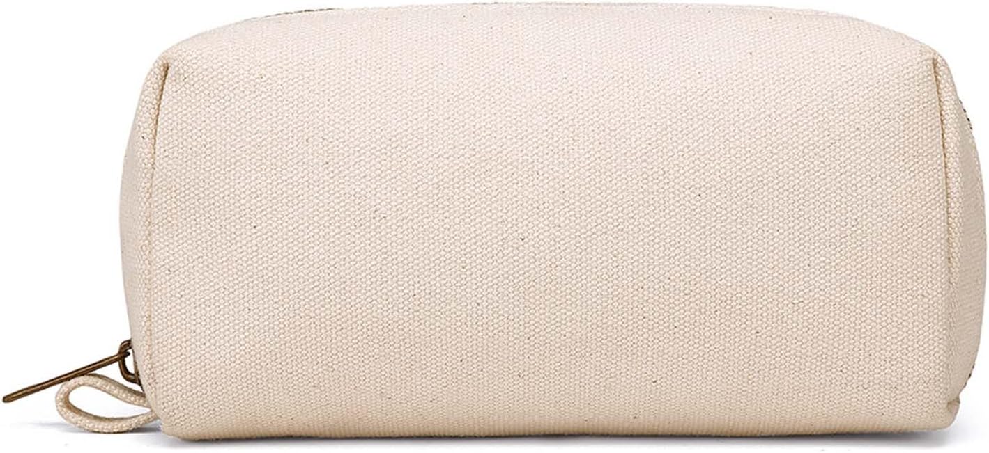 YONBEN Pencil Case Cotton Canvas Pen Pouch Bag, Lightweight and Stylish Ideal for Organizing Stationery (Beige)