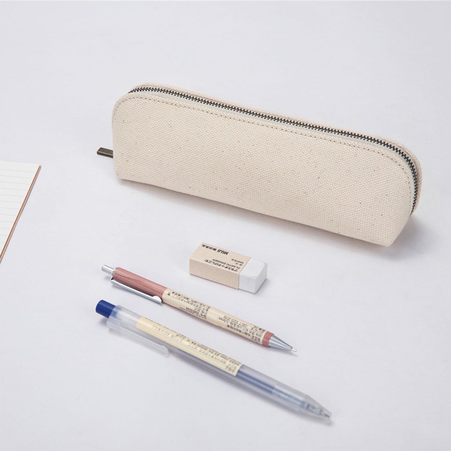 YONBEN Canvas Pencil Case Cotton Canvas and Simple Multifunctional Pencil Bag Zipper Portable Pencil Storage (Black)