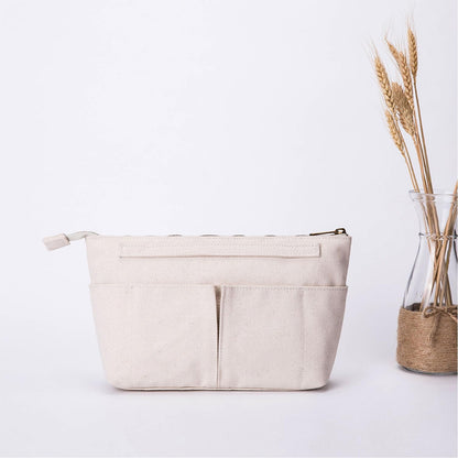 YONBEN Tote Organizer Insert Purse Organizer for Handbags Cotton Canvas Simple Style Multiple Compartments (Black)
