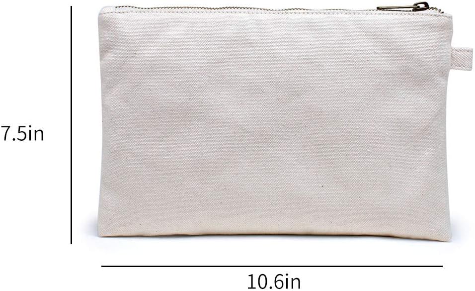 YONBEN Cosmetic Bag plus wrist Multipurpose Makeup Bag with Zipper Cotton Canvas Bag Travel Bag Pencil Bag (Beige-basic, S)