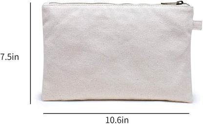 YONBEN Cosmetic Bag plus wrist Multipurpose Makeup Bag with Zipper Cotton Canvas Bag Travel Bag Pencil Bag (Beige-basic, S)