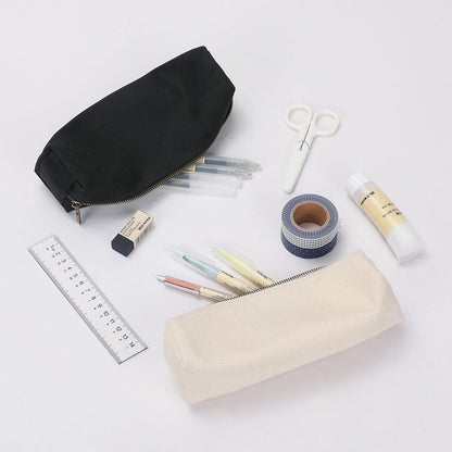 YONBEN Canvas pencil case cartuchera para poner boligrafo stationery bag pencil case storage cosmetic bag (Beige, S)
