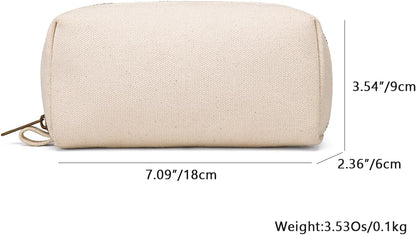 YONBEN Pencil Case Cotton Canvas Pen Pouch Bag, Lightweight and Stylish Ideal for Organizing Stationery (Beige)