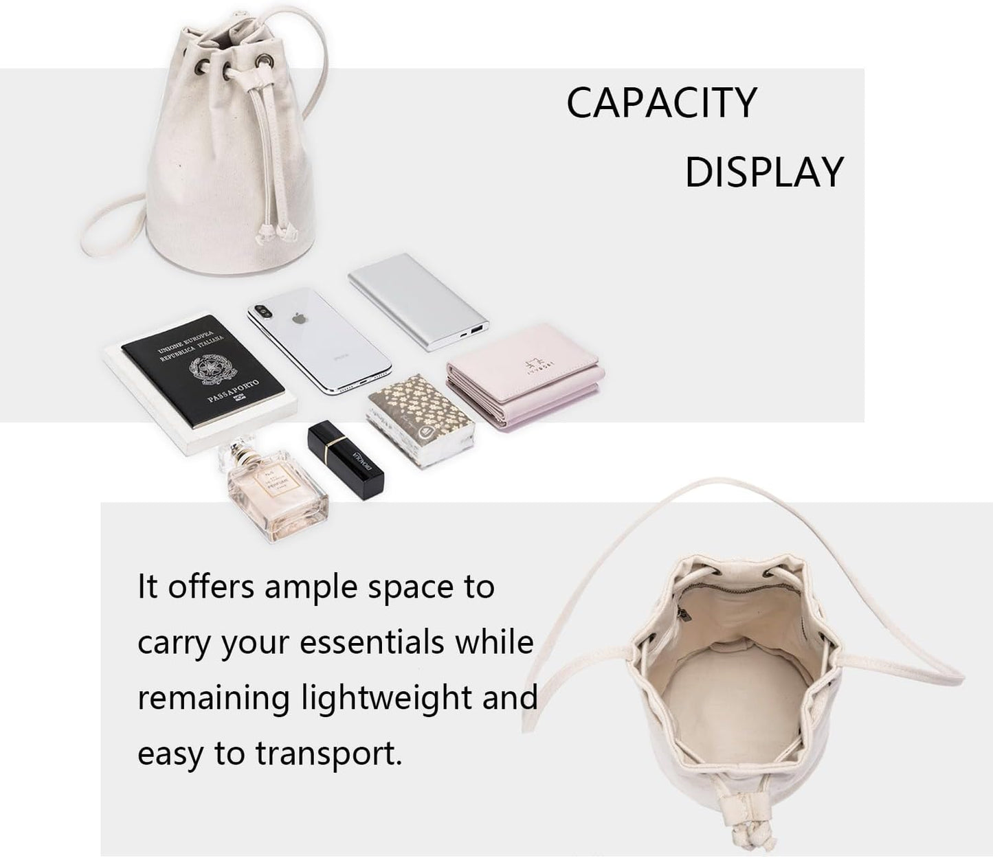 YONBEN Bucket Bag Purse Women Drawstring Purses Women Bucket Purses Hand Bag Anti Theft Zipper HoBo Designer Shoulder Bag