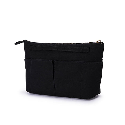 YONBEN Tote Organizer Insert Purse Organizer for Handbags Cotton Canvas Simple Style Multiple Compartments (Black)