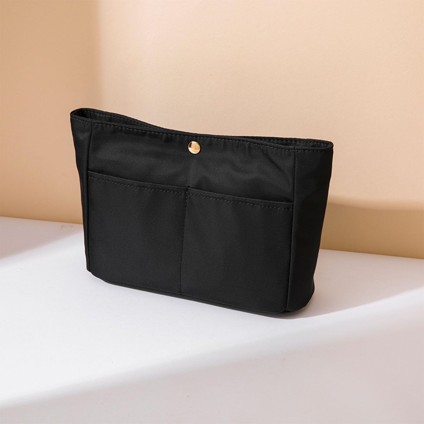 YONBEN Storage bag lightweight large capacity eco-friendly cotton canvas bag inner bag handbag organizer (Black-nylon, S)