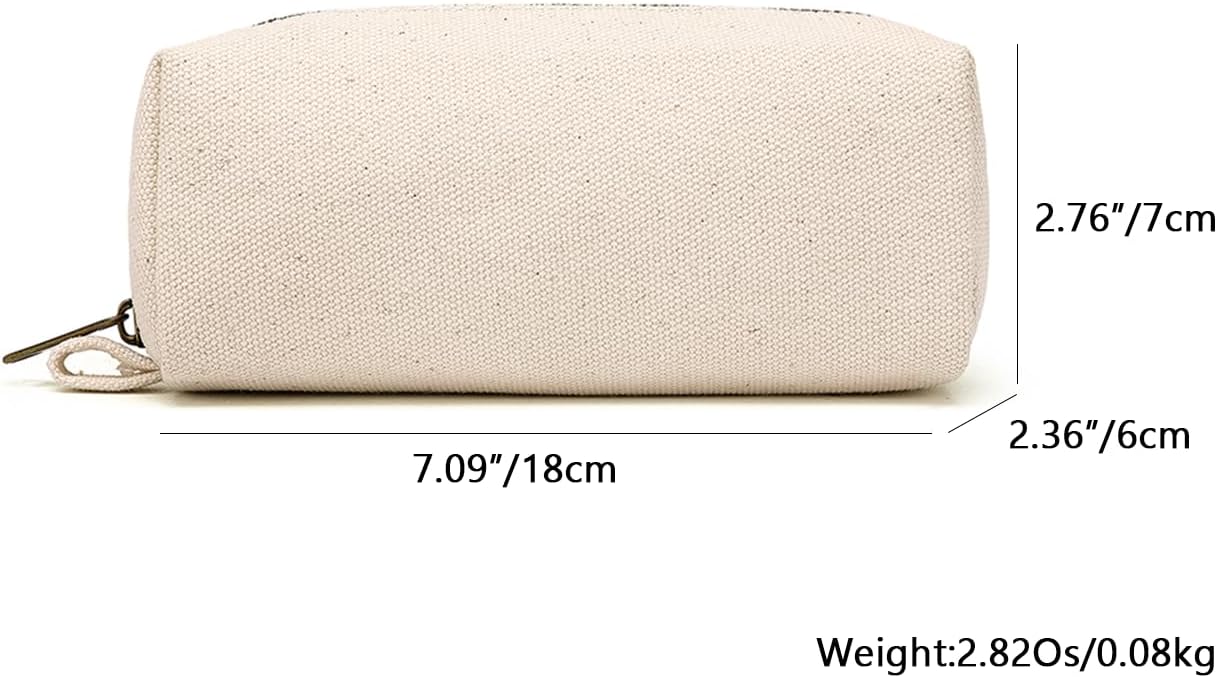 YONBEN Pencil Case Durable Cotton Canvas Pouch Bag for Pens Stylish and soft (Beige)