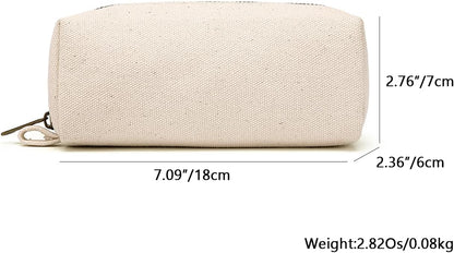 YONBEN Pencil Case Durable Cotton Canvas Pouch Bag for Pens Stylish and soft (Beige)