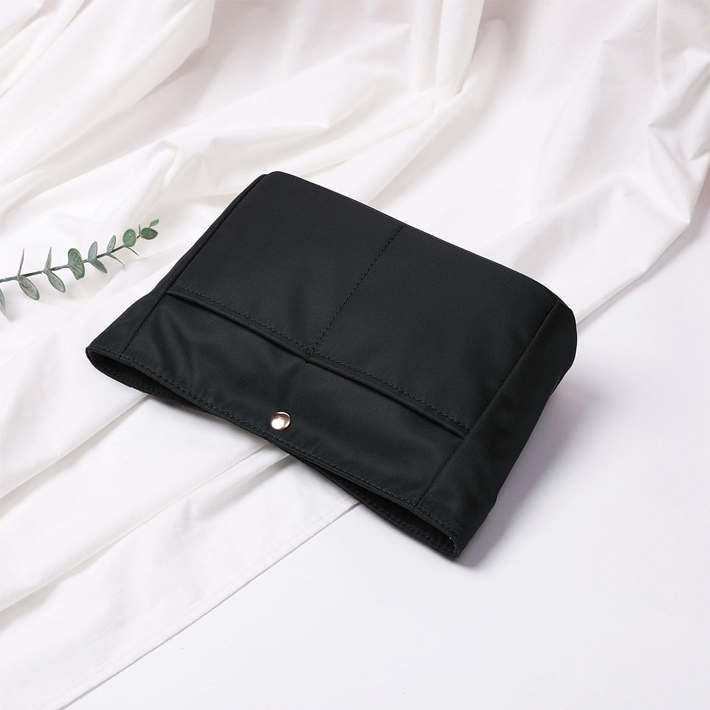 YONBEN Storage bag lightweight large capacity eco-friendly cotton canvas bag inner bag handbag organizer (Black-nylon, S)