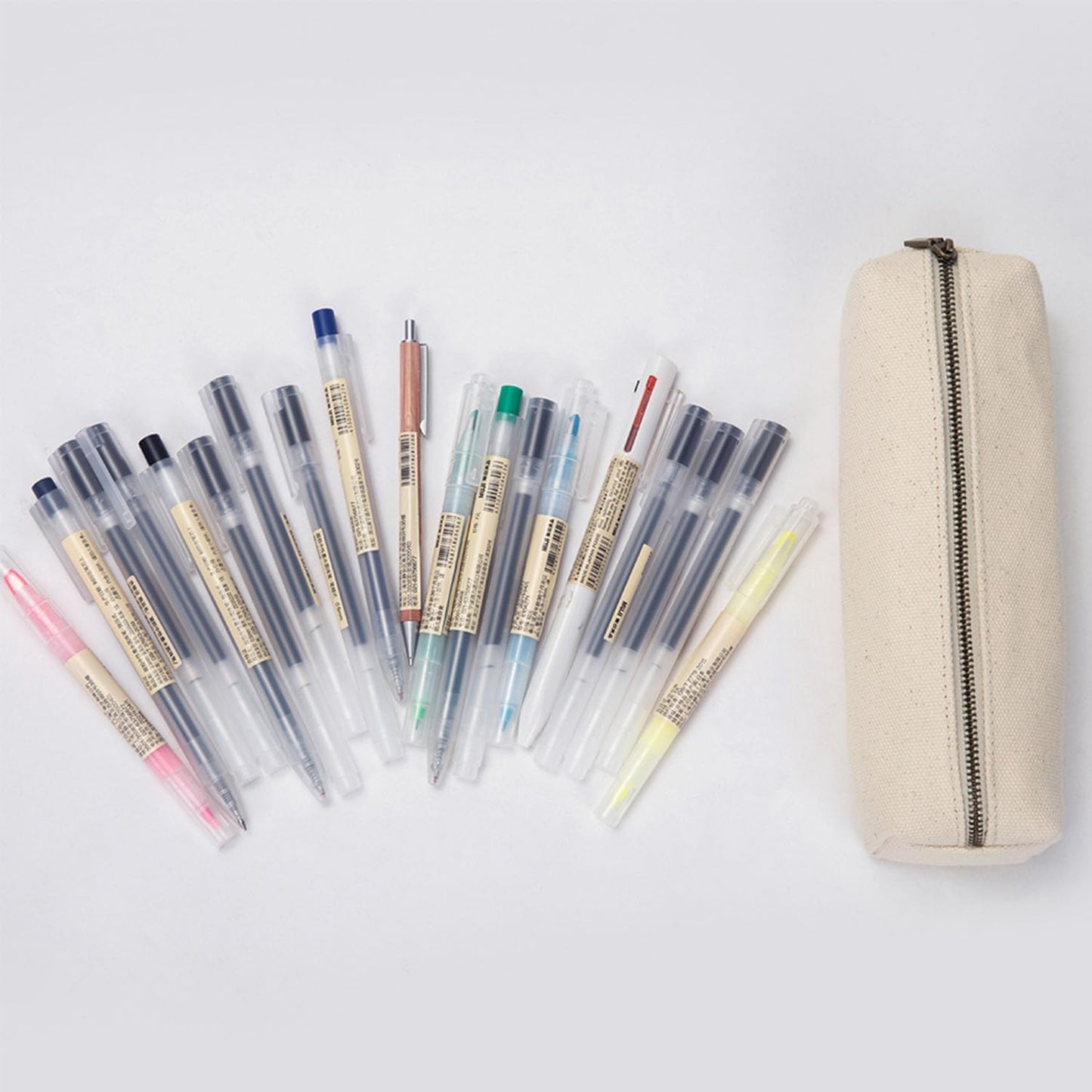 YONBEN Canvas pencil case cartuchera para poner boligrafo stationery bag pencil case storage cosmetic bag (Beige, S)