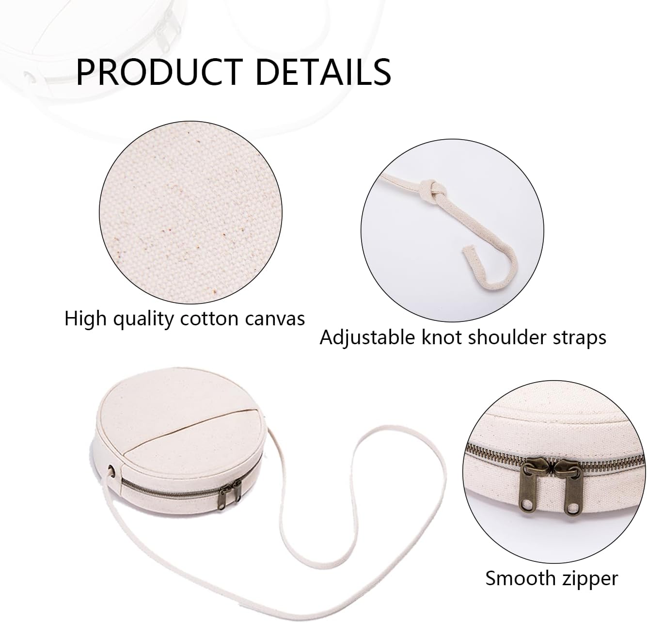 YONBEN Circle Crossbody Bag for Women NYLON Circle Purse with Zipper Adjustable Knot Shoulder Straps