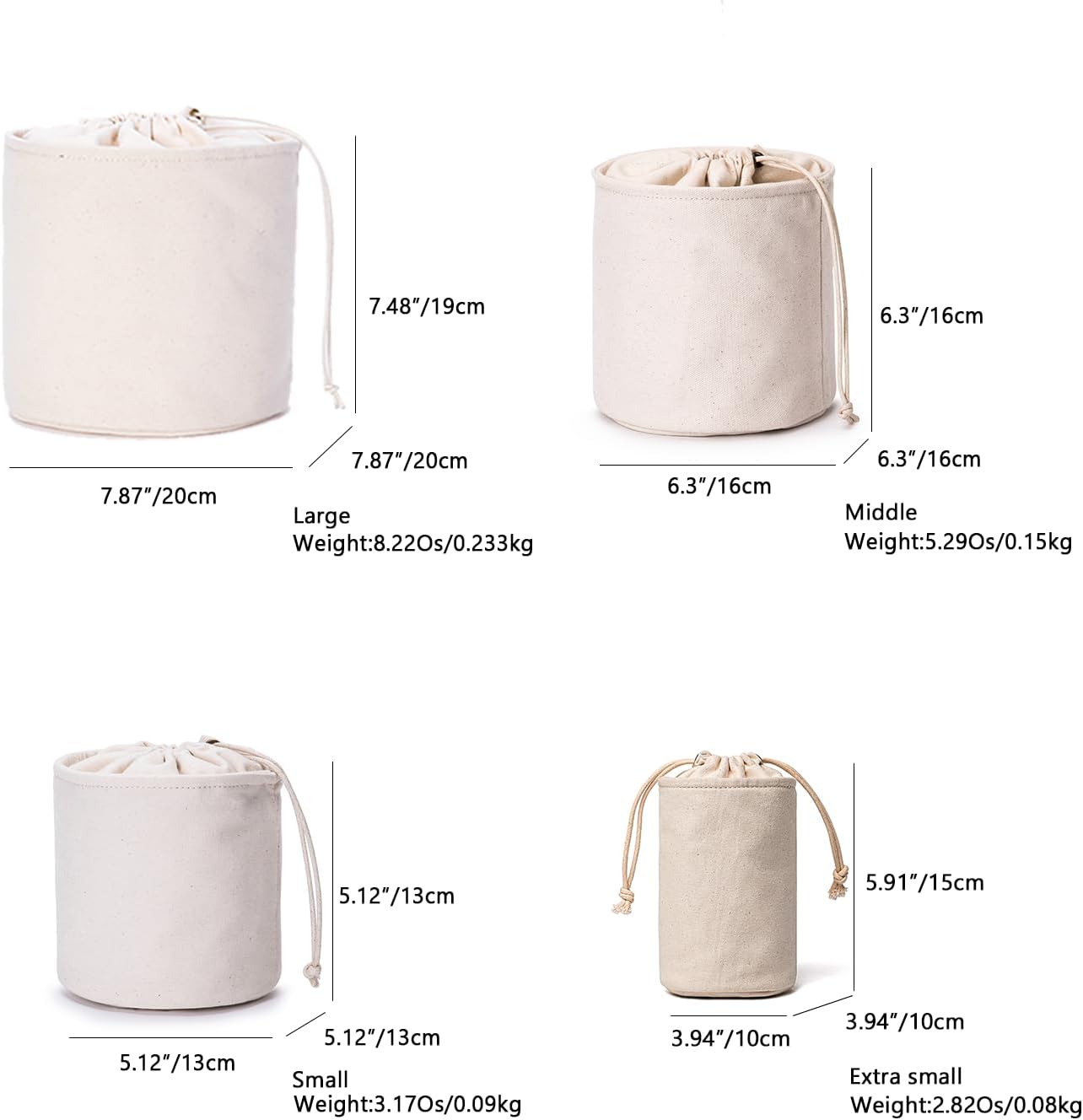 YONBEN Tall Purse Organizer Insert Womens Canvas Round Handbag Organizer Storage Handbag Purse Organizer Round Cosmetic Pouch Bag Bucket Makeup Bag (Beige, L)