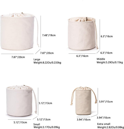 YONBEN Tall Purse Organizer Insert Womens Canvas Round Handbag Organizer Storage Handbag Purse Organizer Round Cosmetic Pouch Bag Bucket Makeup Bag (Beige, L)