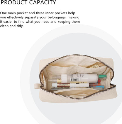 YONBEN Pencil Case Cotton Canvas Pen Pouch Bag, Lightweight and Stylish Ideal for Organizing Stationery (Beige)