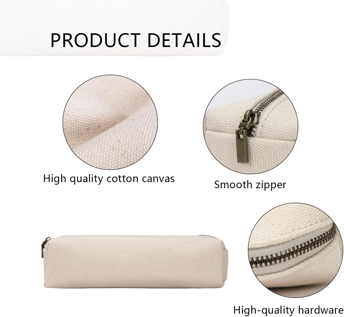 YONBEN Canvas pencil case cartuchera para poner boligrafo stationery bag pencil case storage cosmetic bag (Beige, S)