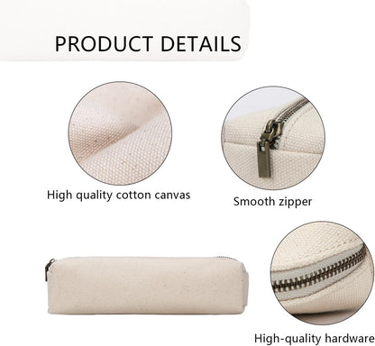 YONBEN Canvas pencil case cartuchera para poner boligrafo stationery bag pencil case storage cosmetic bag (Beige, S)