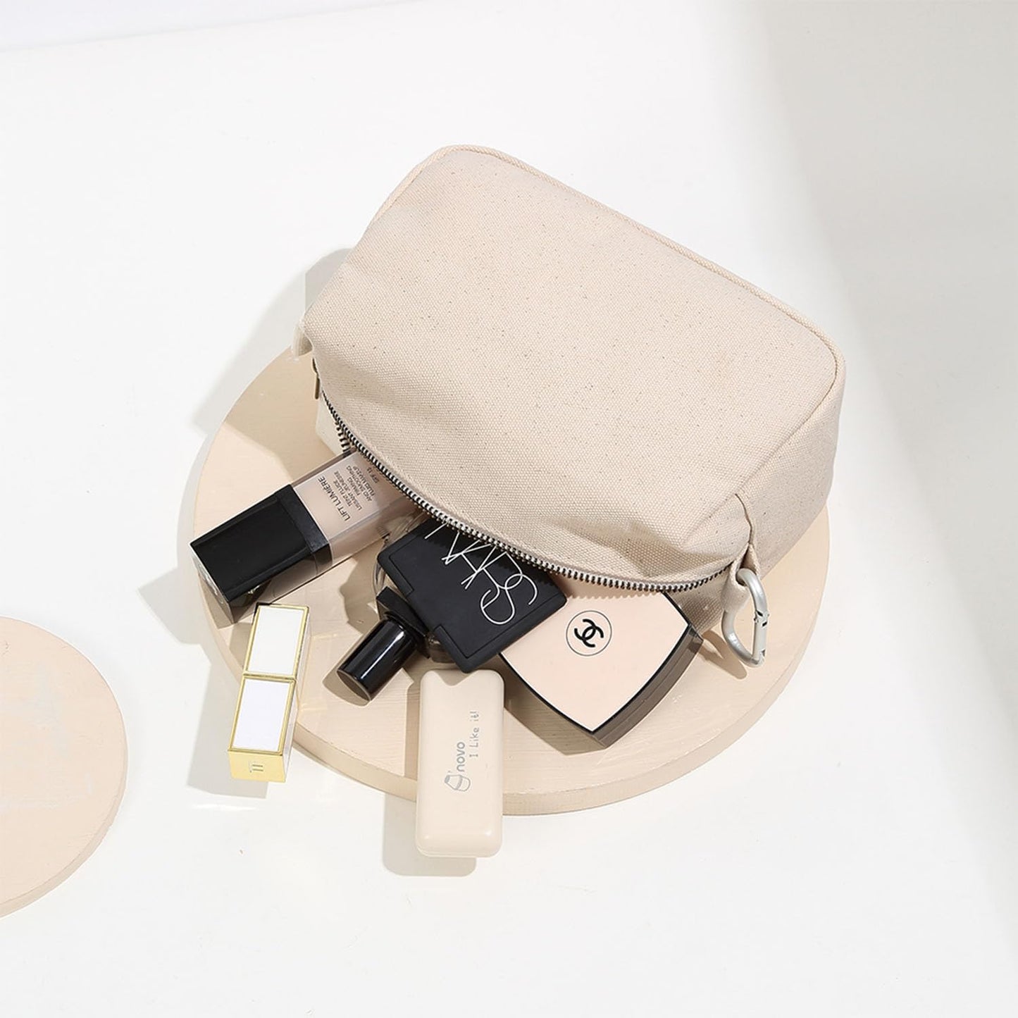 YONBEN Organizer Bag Lightweight Cosmetic Bag with Ring Clasp Perfect Travel Makeup Bag for Women,nylon Stand Up Design