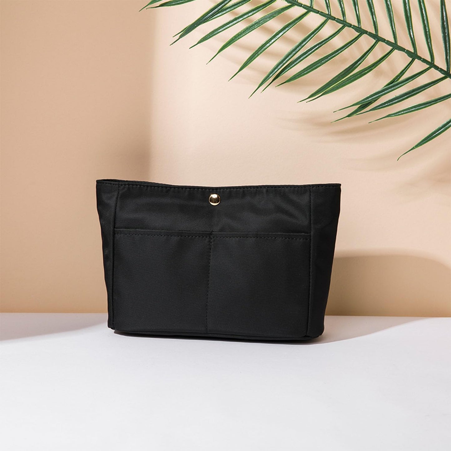 YONBEN Storage bag lightweight large capacity eco-friendly cotton canvas bag inner bag handbag organizer (Black-nylon, S)