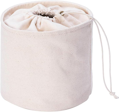 YONBEN Tall Purse Organizer Insert Womens Canvas Round Handbag Organizer Storage Handbag Purse Organizer Round Cosmetic Pouch Bag Bucket Makeup Bag (Beige, L)