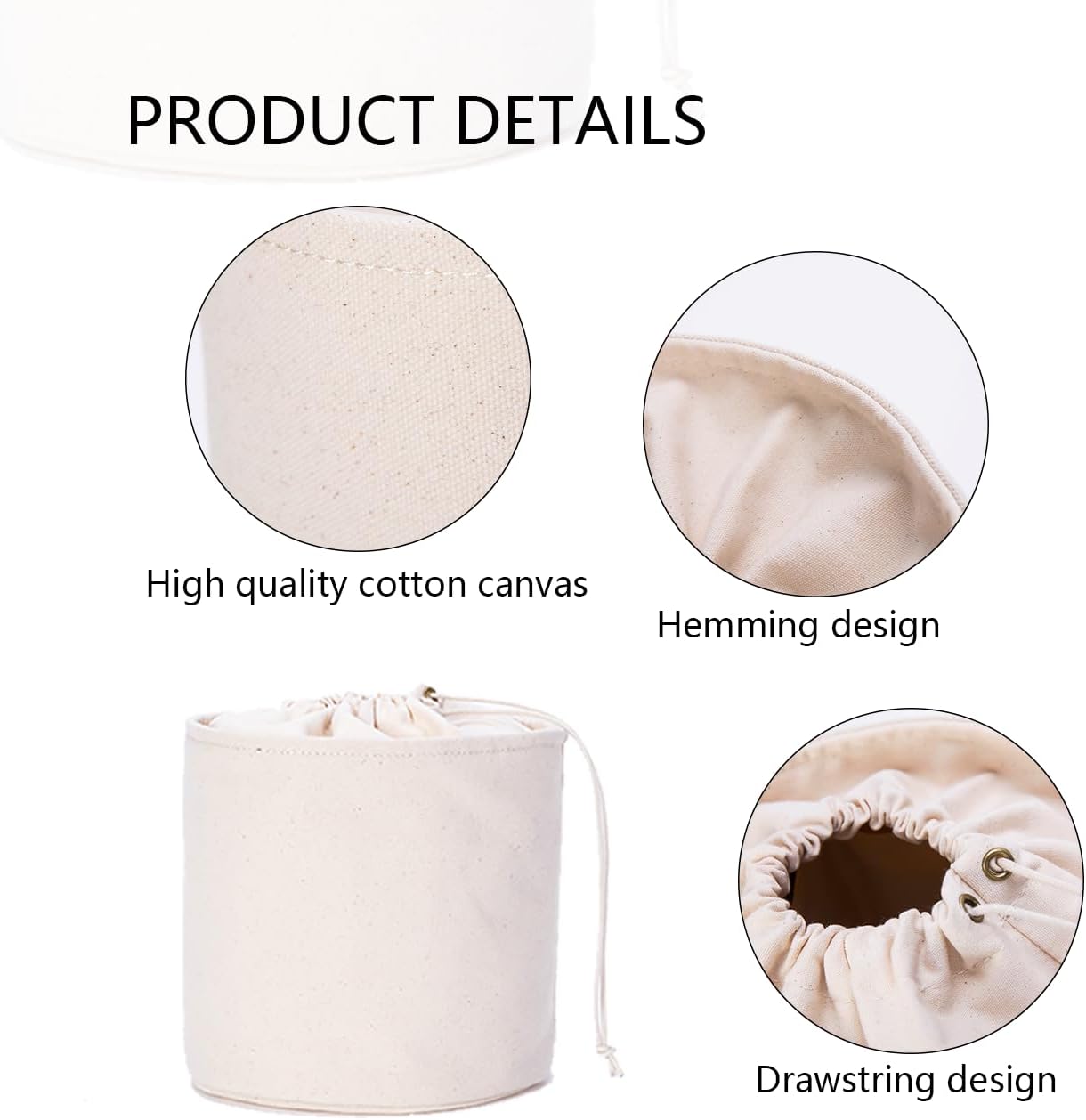 YONBEN Tall Purse Organizer Insert Womens Canvas Round Handbag Organizer Storage Handbag Purse Organizer Round Cosmetic Pouch Bag Bucket Makeup Bag (Beige, L)