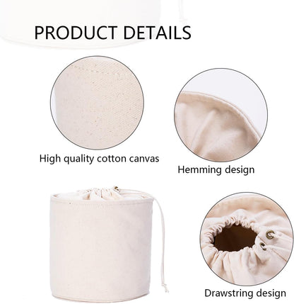 YONBEN Tall Purse Organizer Insert Womens Canvas Round Handbag Organizer Storage Handbag Purse Organizer Round Cosmetic Pouch Bag Bucket Makeup Bag (Beige, L)