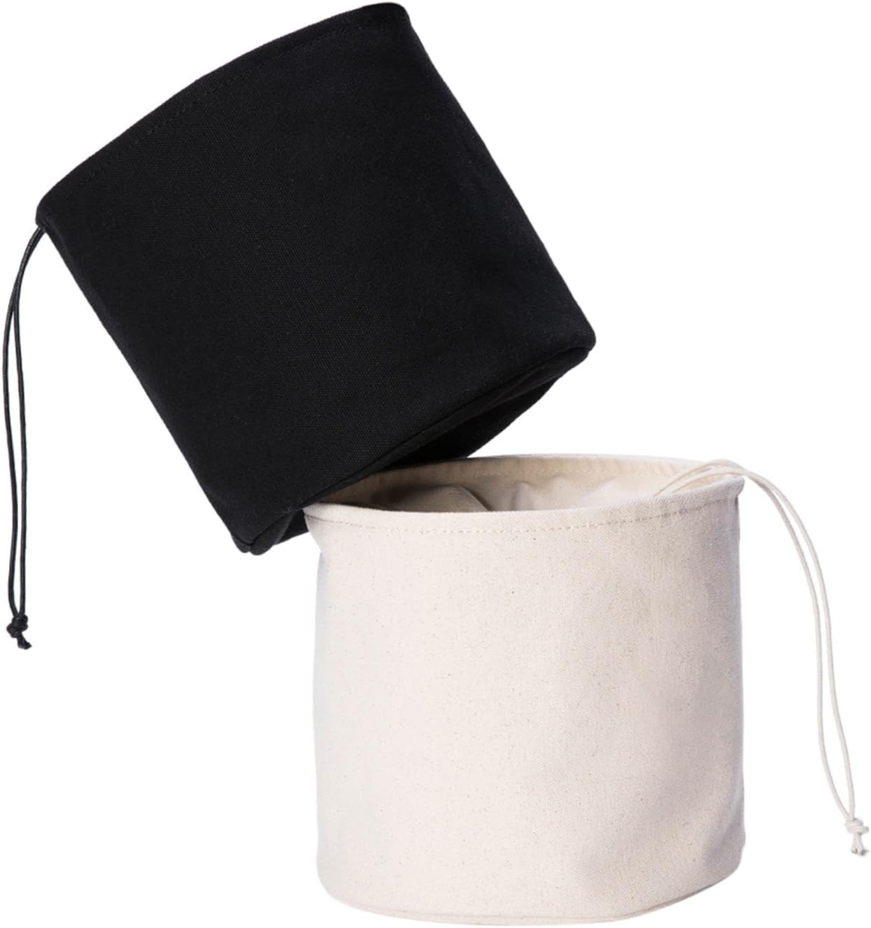 YONBEN Tall Purse Organizer Insert Womens Canvas Round Handbag Organizer Storage Handbag Purse Organizer Round Cosmetic Pouch Bag Bucket Makeup Bag (Beige, L)