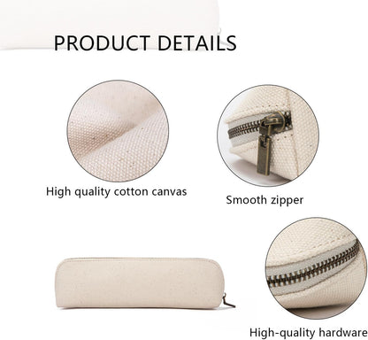 YONBEN Canvas Pencil Case Cotton Canvas and Simple Multifunctional Pencil Bag Zipper Portable Pencil Storage (Black)