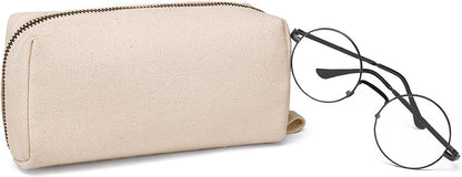 YONBEN Pencil Case Cotton Canvas Pen Pouch Bag, Lightweight and Stylish Ideal for Organizing Stationery (Beige)