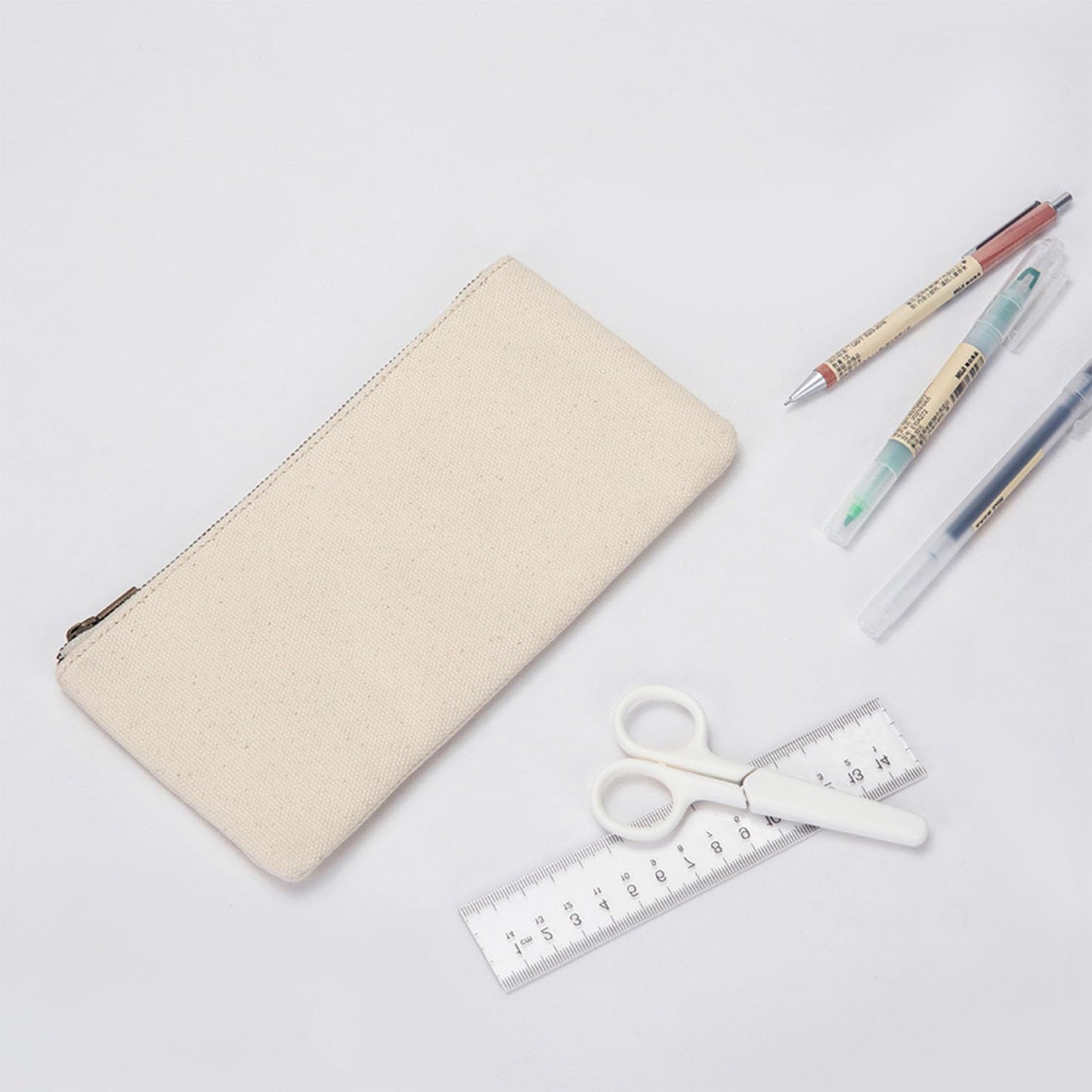 YONBEN Canvas Pencil Pen Case Stationery Case Pouch Bag (Beige, S)