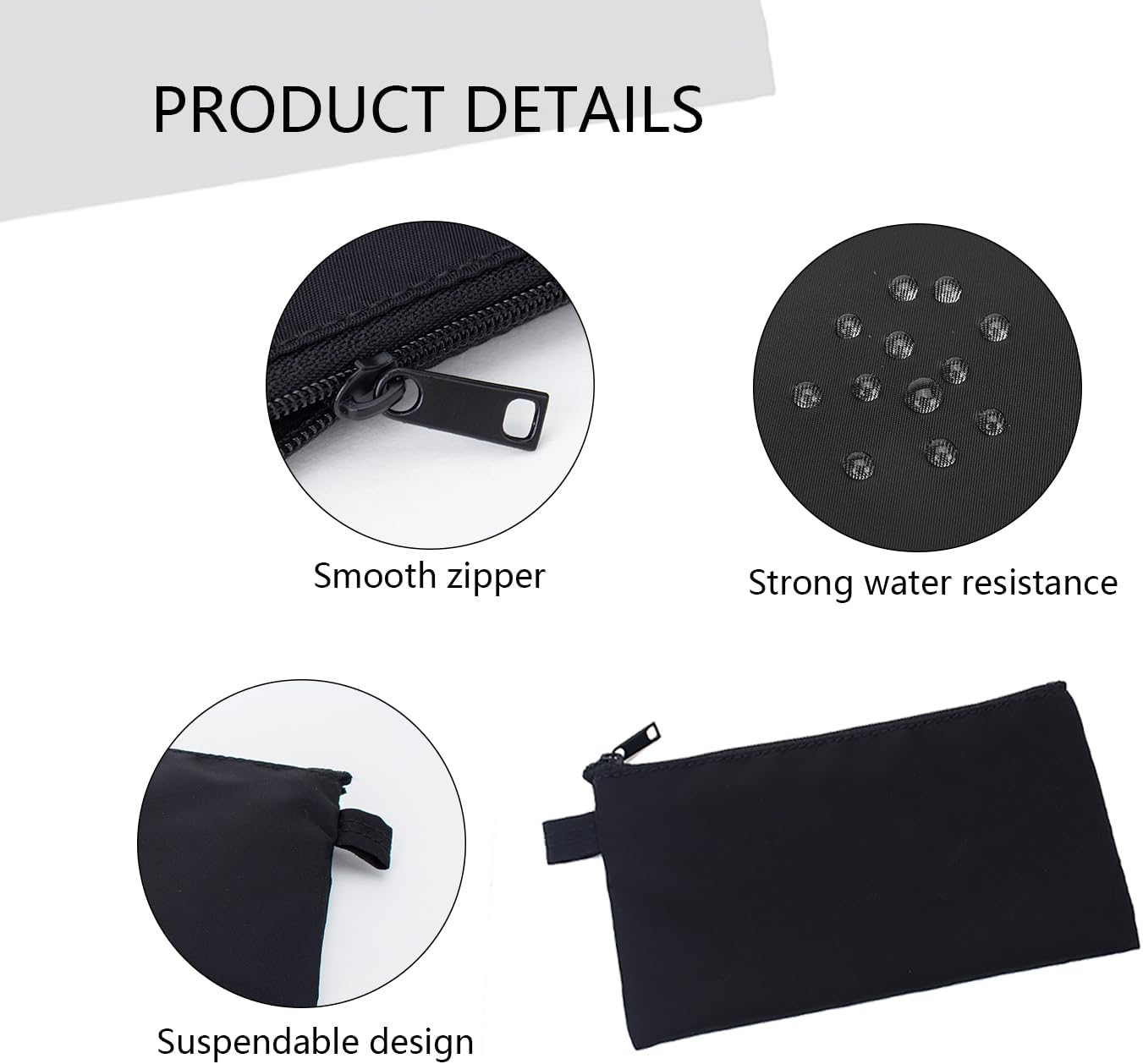 YONBEN Money Bank Deposit Bag with Zipper Lightweight Money Holder and Pencil Bag Nylon Waterproof Coin Change Bag