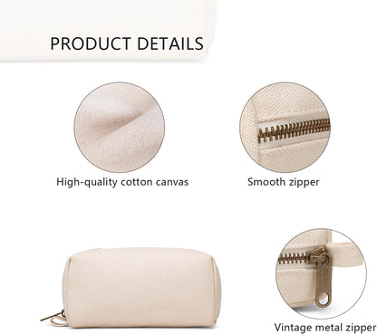 YONBEN Pencil Case Cotton Canvas Pen Pouch Bag, Lightweight and Stylish Ideal for Organizing Stationery (Beige)