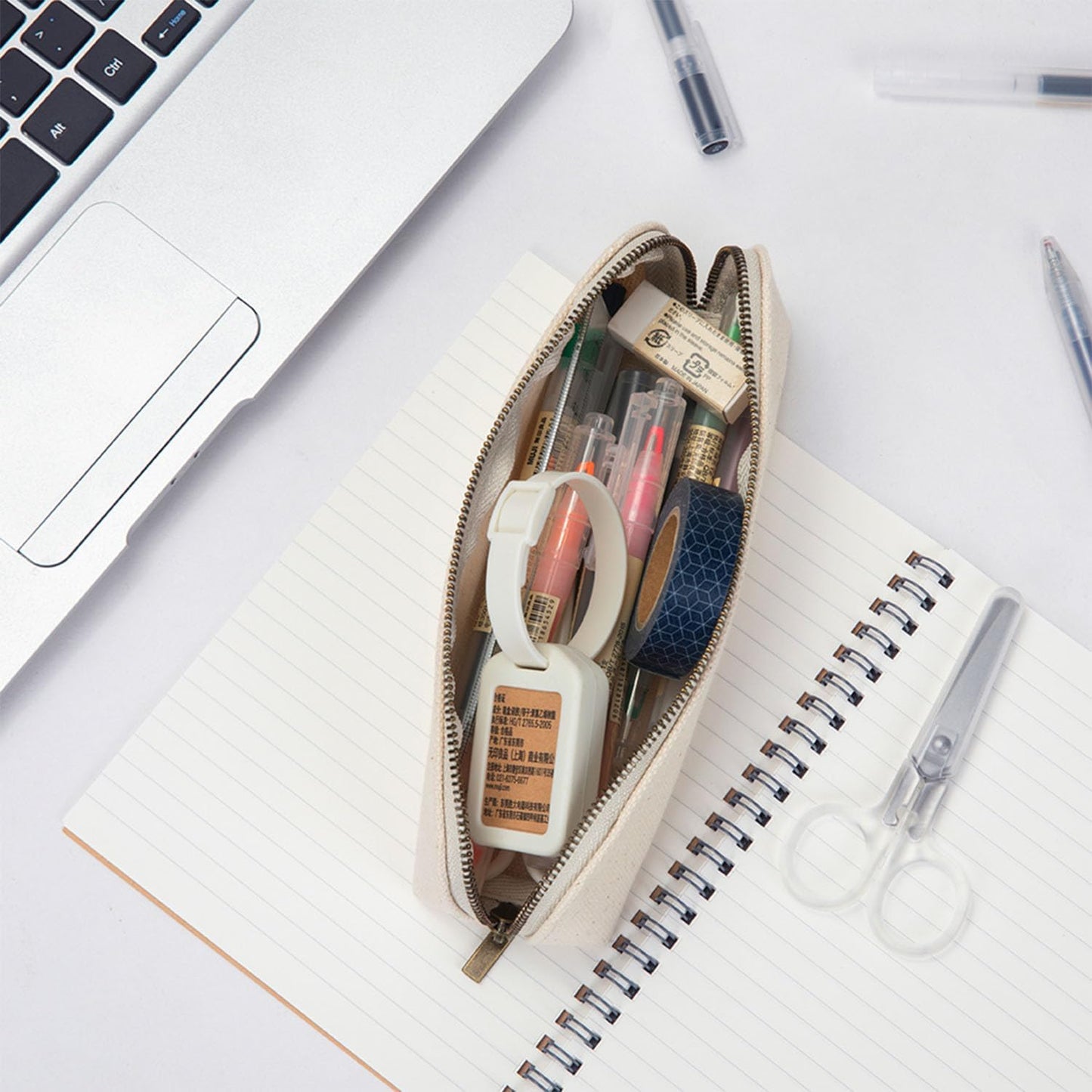 YONBEN Canvas Pencil Case Cotton Canvas and Simple Multifunctional Pencil Bag Zipper Portable Pencil Storage (Black)